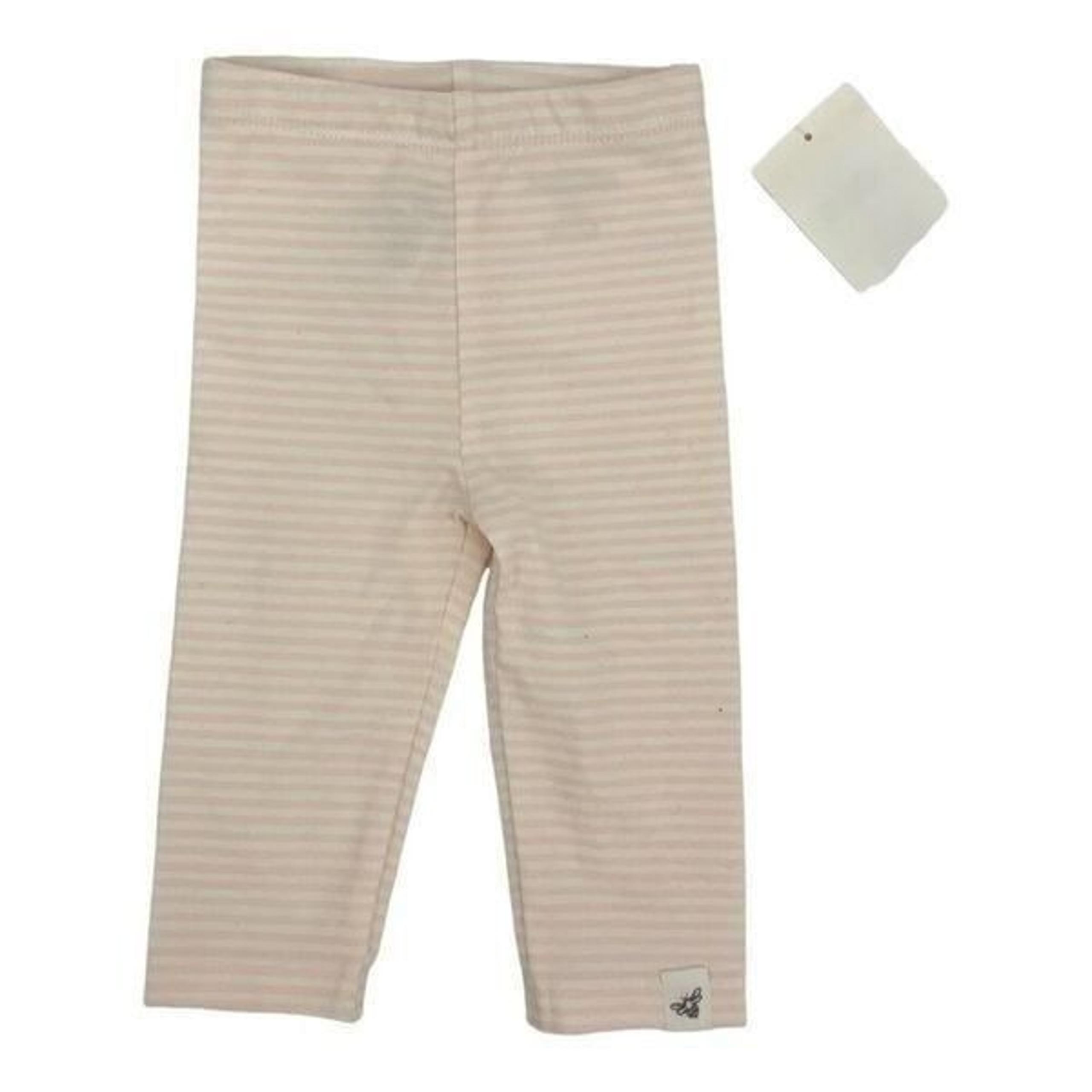Burt's Bees Baby Pink Stripe Pull On Lightweight Organic Cotton Blend Pants 0-3M