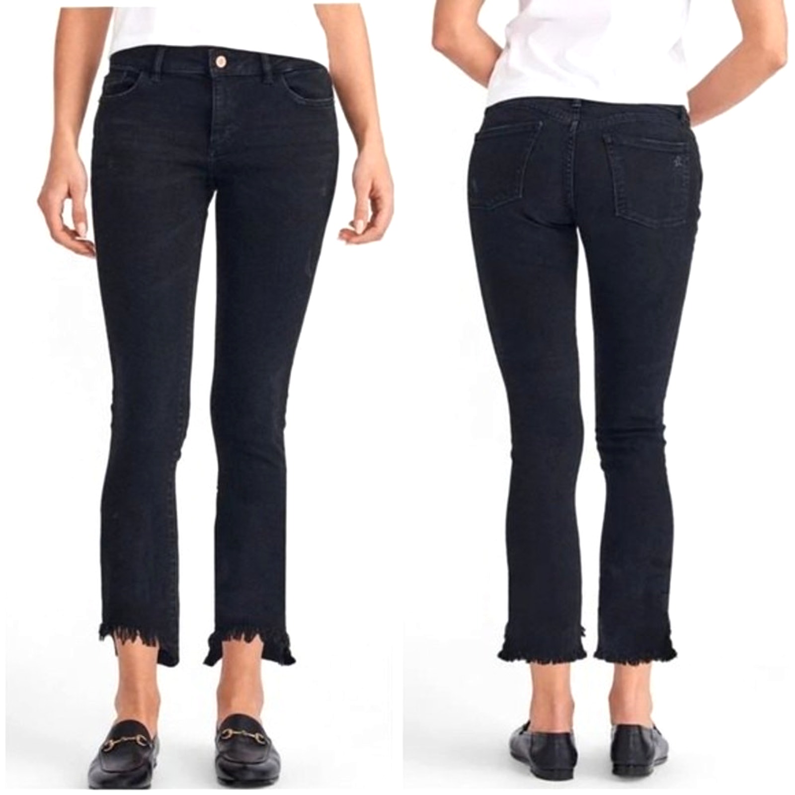 DL1961 Farrow Cropped High Rise Raw Frayed Hem Skinny Jeans Size 26