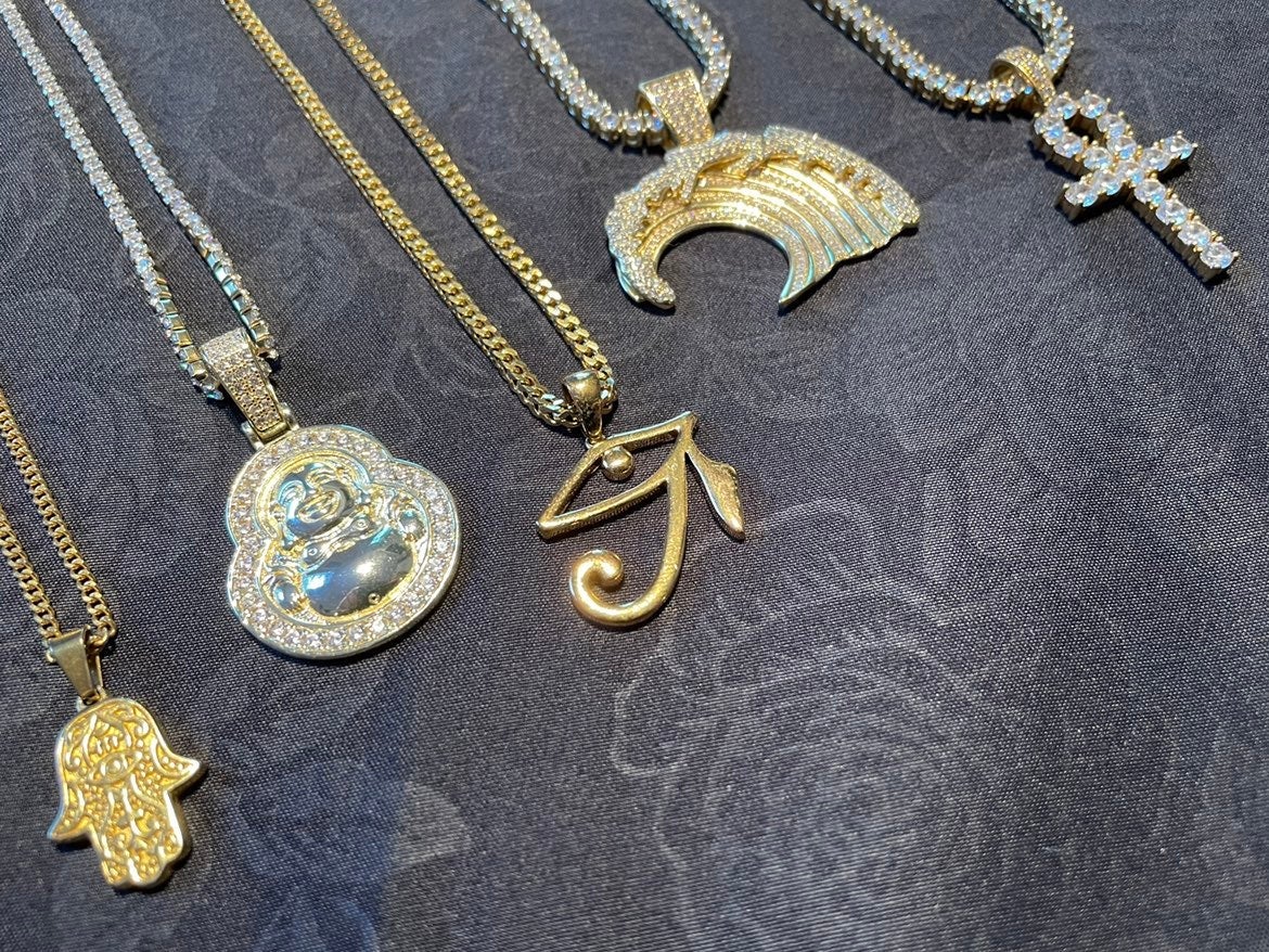 Five 14-18k GP CZ Chains & Pendants for 375 OBO