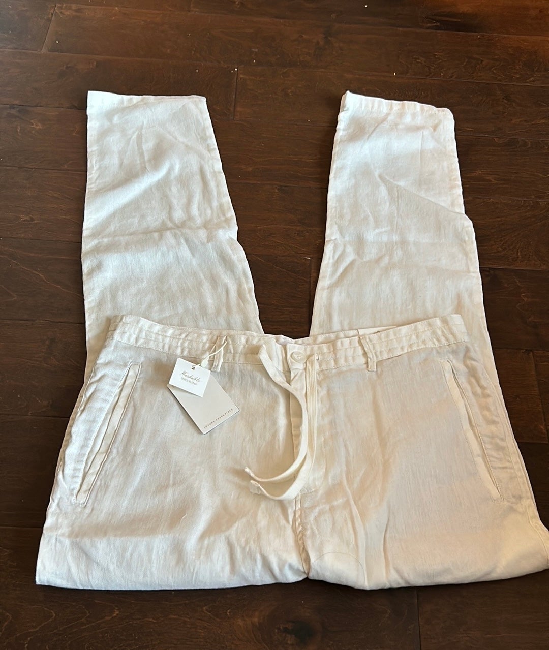 Porter & Ash Mens Chino Linen Biodegradable sustainable Pants Off White Sz 32