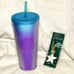 NWT Starbucks Lilac Periwinkle Gradient Bling Soft Touch Cold Cup + Star Stopper!