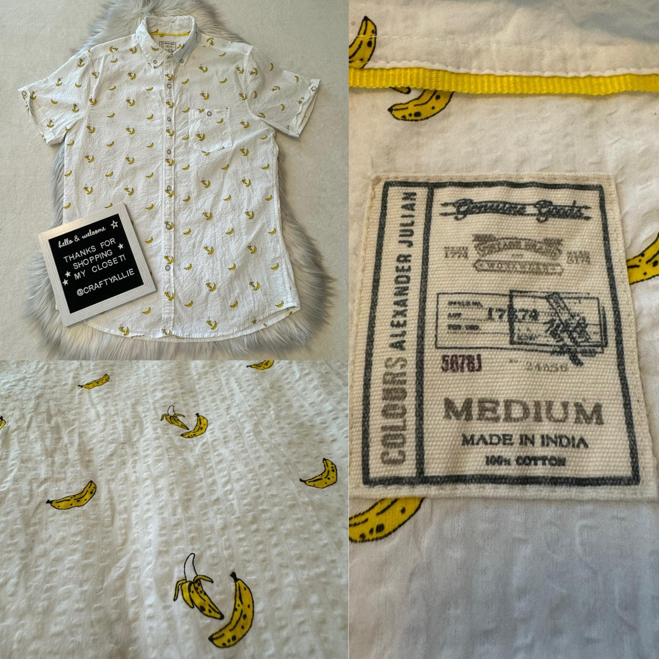 Colours by Alexander Banana Print Short Sleeve Button Down | Men’s Medium