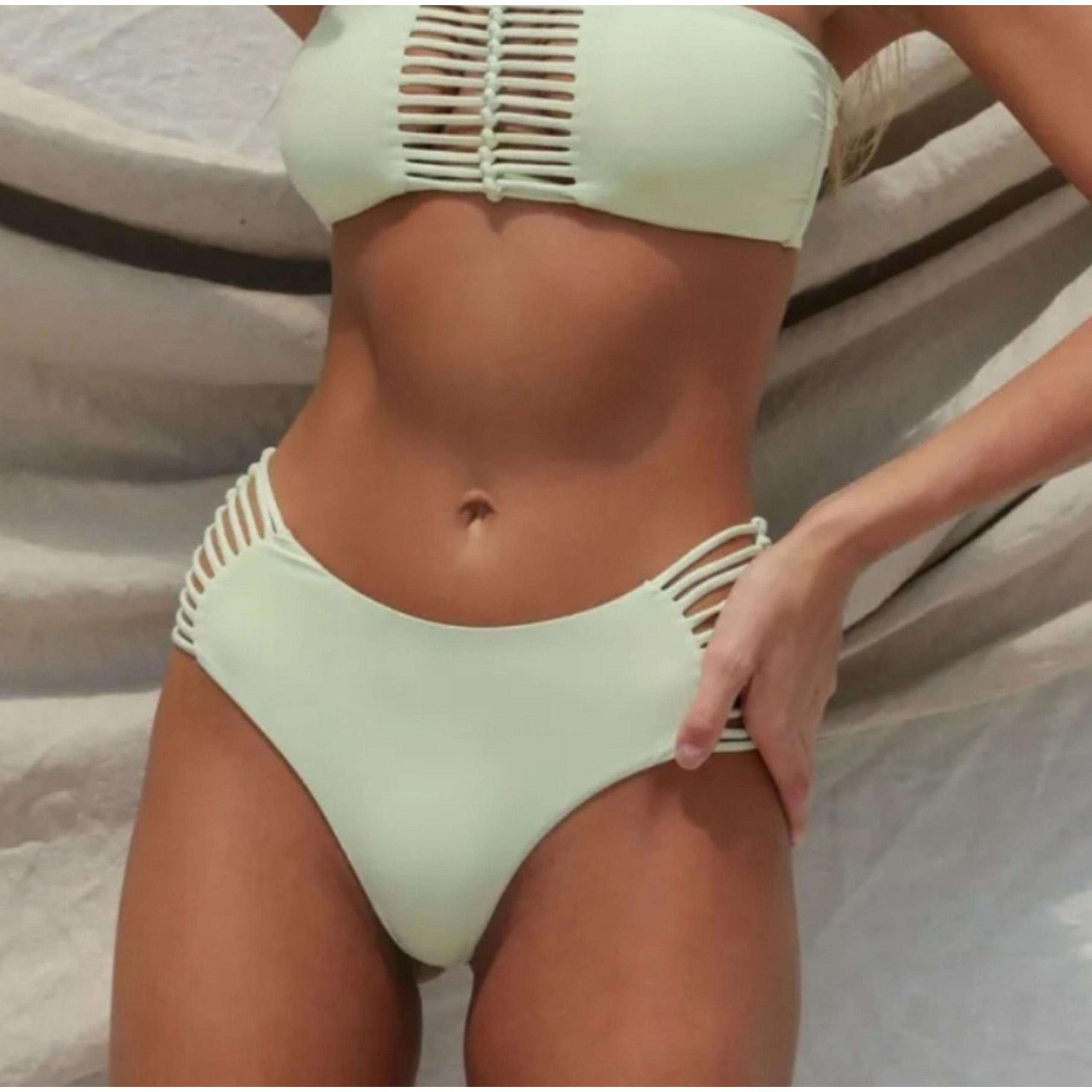 NWT Stone Fox Swim Simone Bikini Bottom In Aloe Light Green Size XS