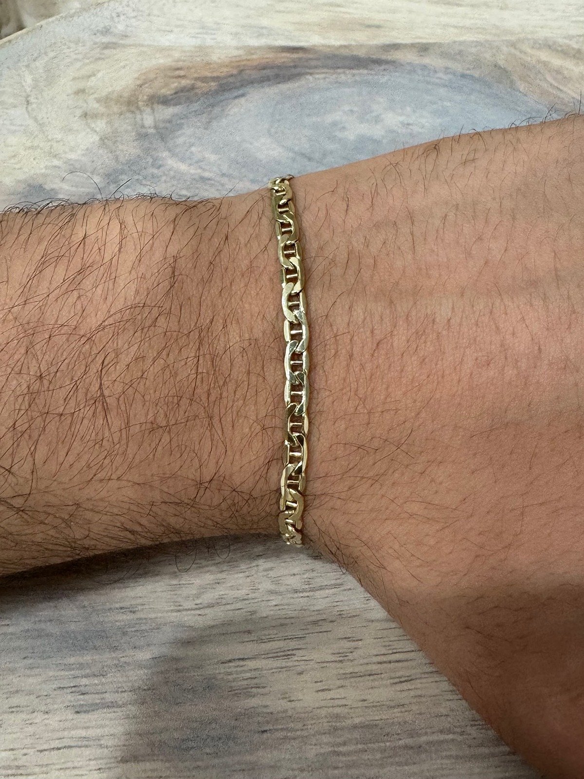 10K Gold Mariner Link Anchor Bracelet, 10k Gold Unisex Bracelet, Real Handmade