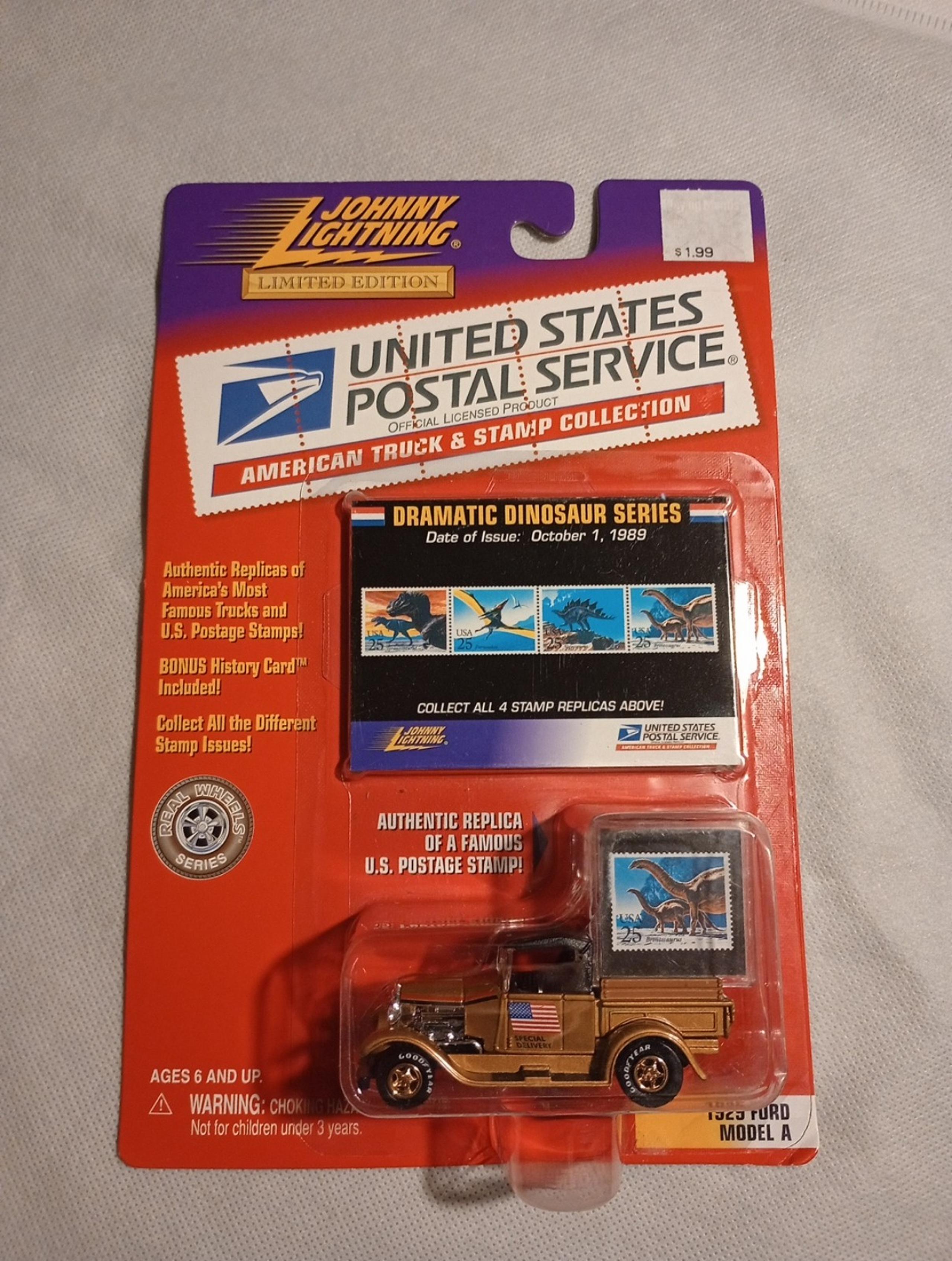 1999 Johnny Lightning LE USPS Dramatic Dinosaur Series 1929 GOLD Ford Model A