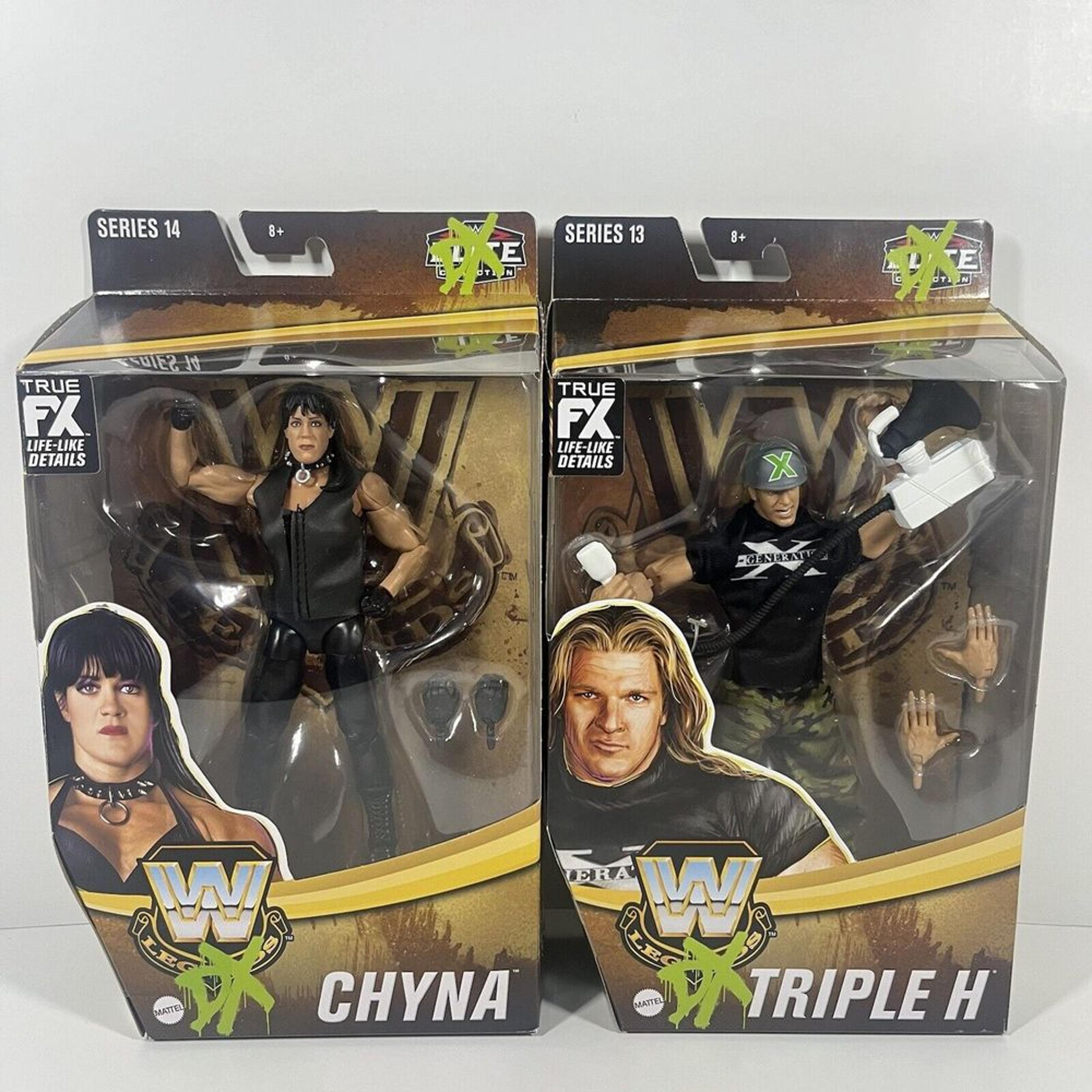 Mattel WWE Elite Legends CHYNA & TRIPLE H - Series 13/14 DX NEW Set of 2