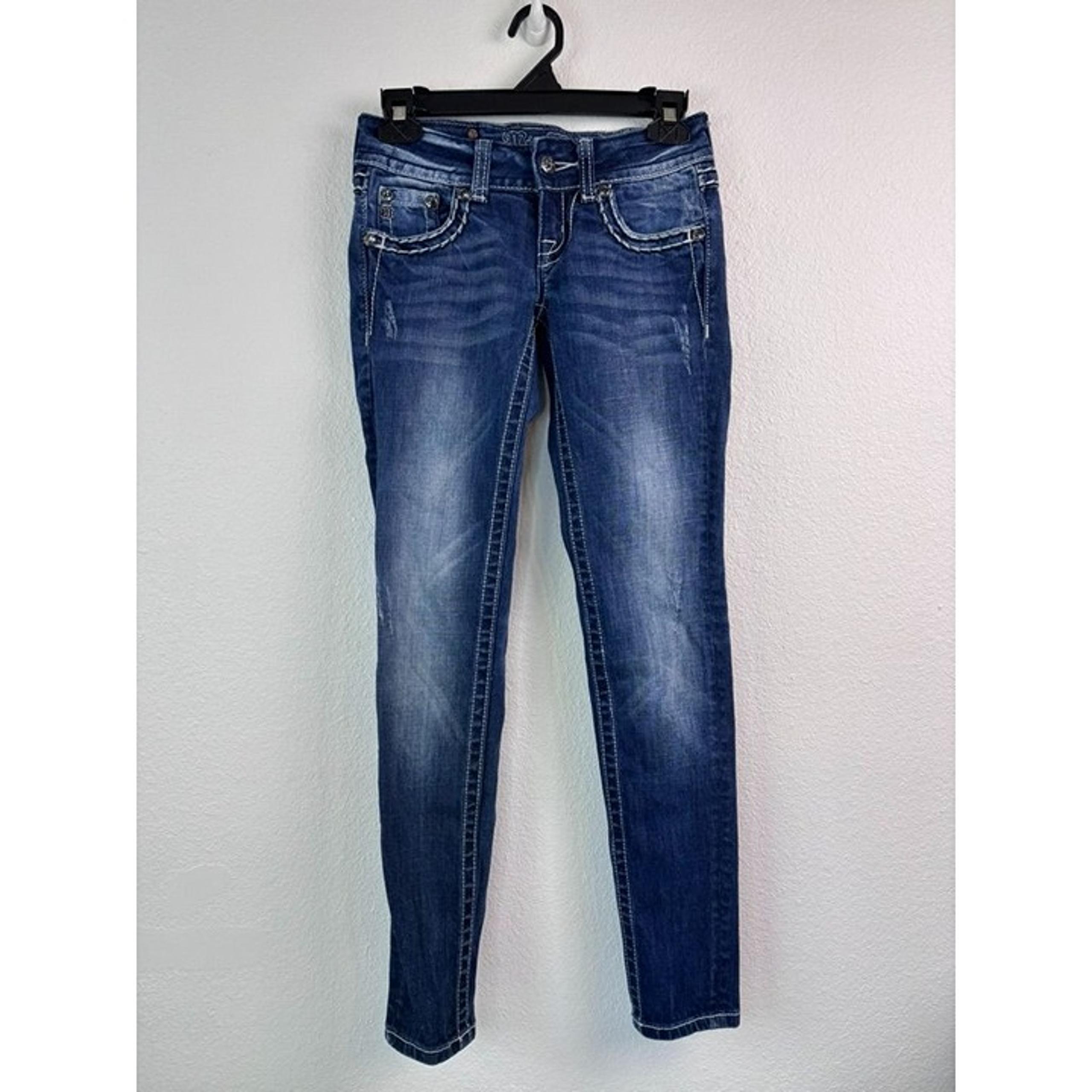 Miss Me women's 24 skinny JE544052R dark wash low rise denim jeans 31" inseam