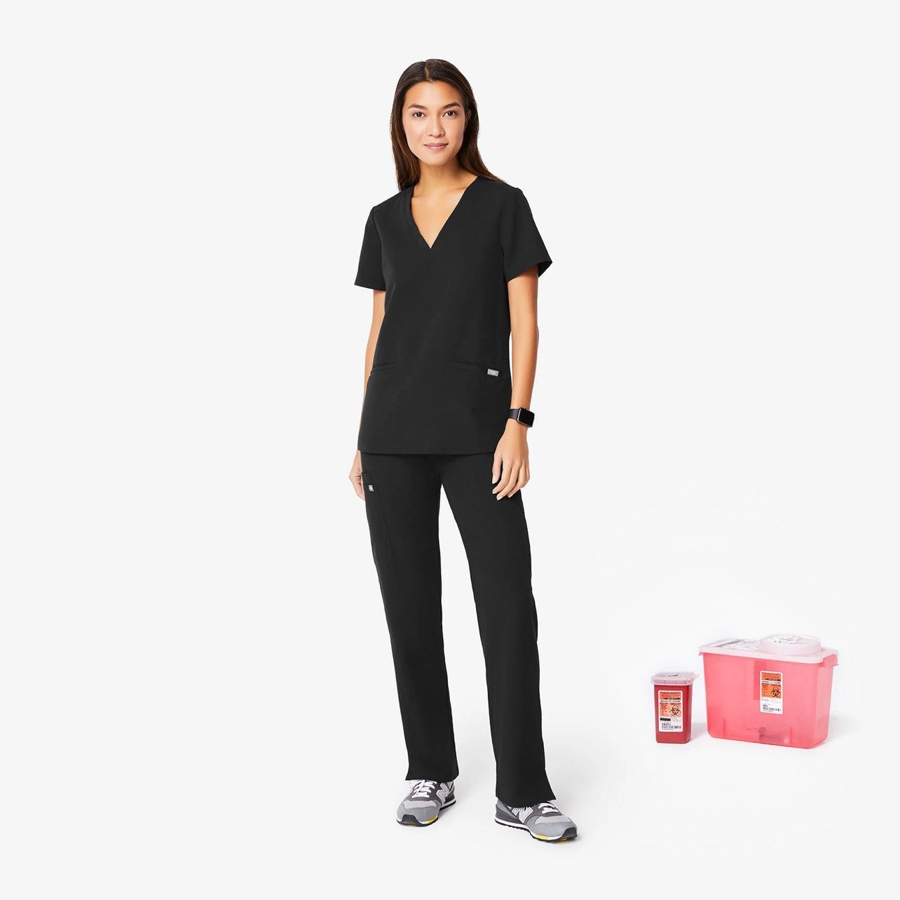 Figs Womans Cargo Black Scrub Pants