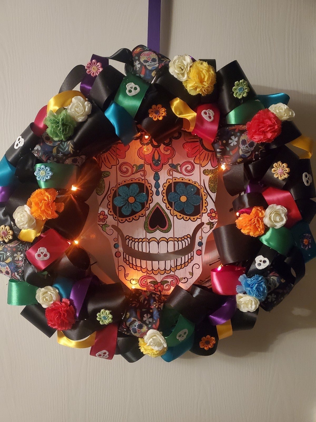 Día De Los Muertos Day Of The Dead Halloween Wreath Handmade