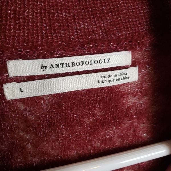 By Anthropologie outlets Hanna Lace Mock Neck Sweater Large Wine Red