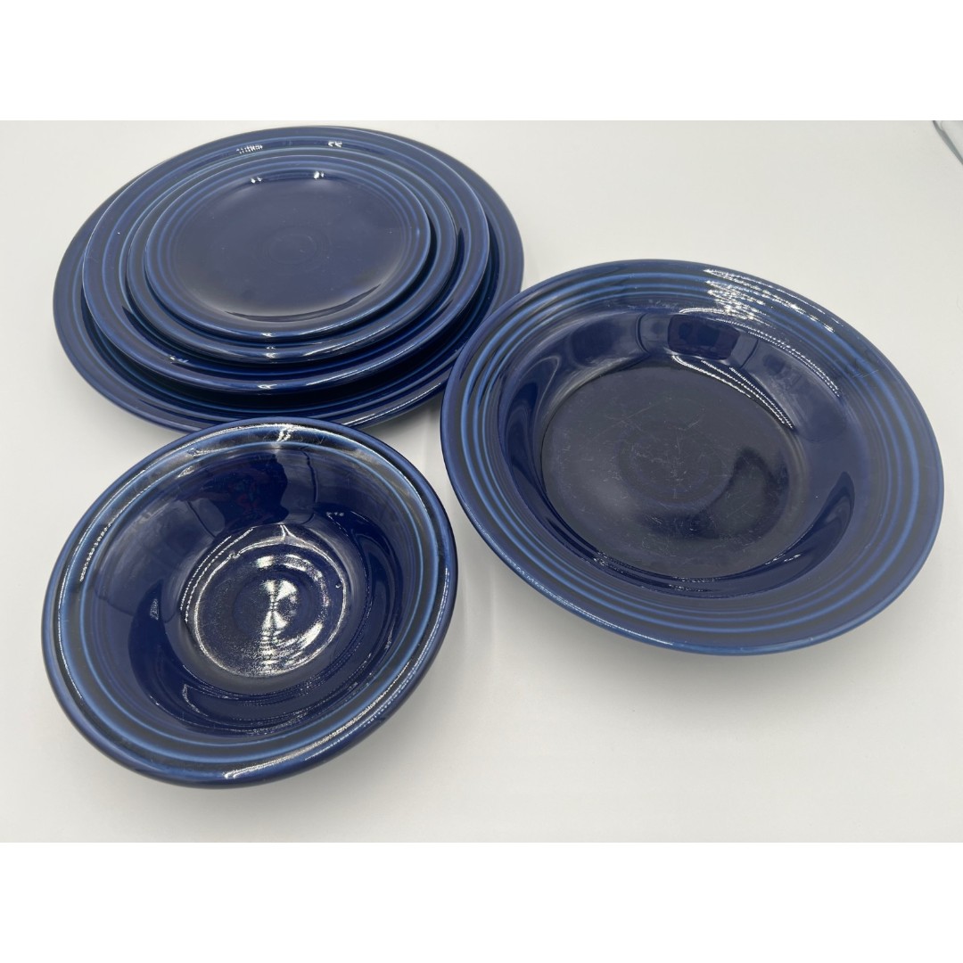 Fiestaware Cobalt Blue Large Place Setting Dinner Luncheon Salad Dessert 2 Bowls