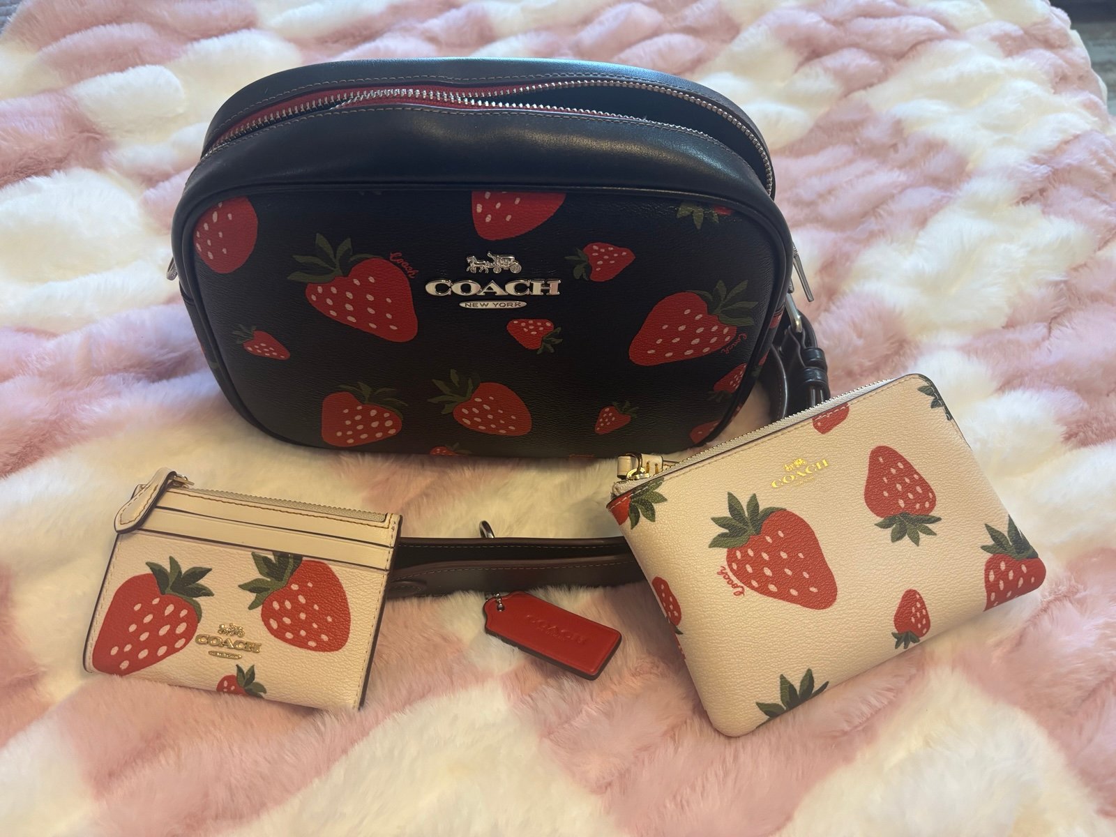 Strawberry coach bag purse and wallet