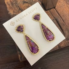 NWT Kendra Scott Payton Drop Earrings - Bronze Veined Purple Turquoise Magnesite