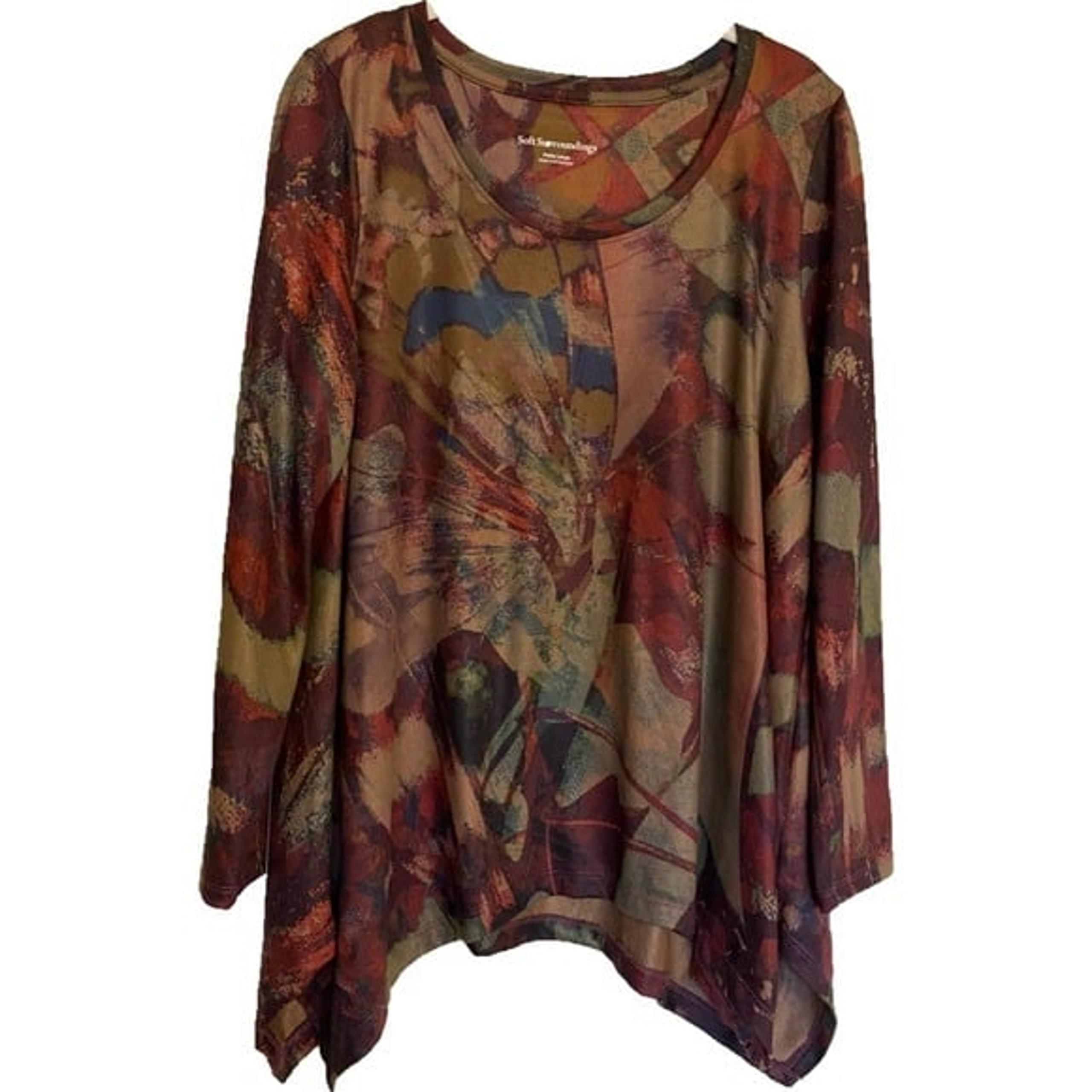 Soft Surroundings Julia Top Butterfly Multi Print Tunic Size Petite Large