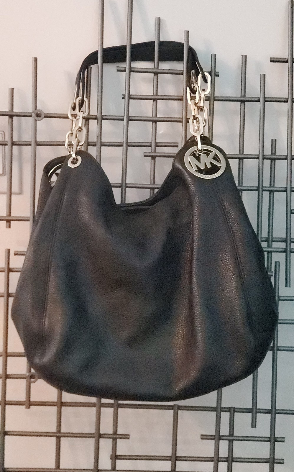 Michael Kors Black Leather Fulton Handbag