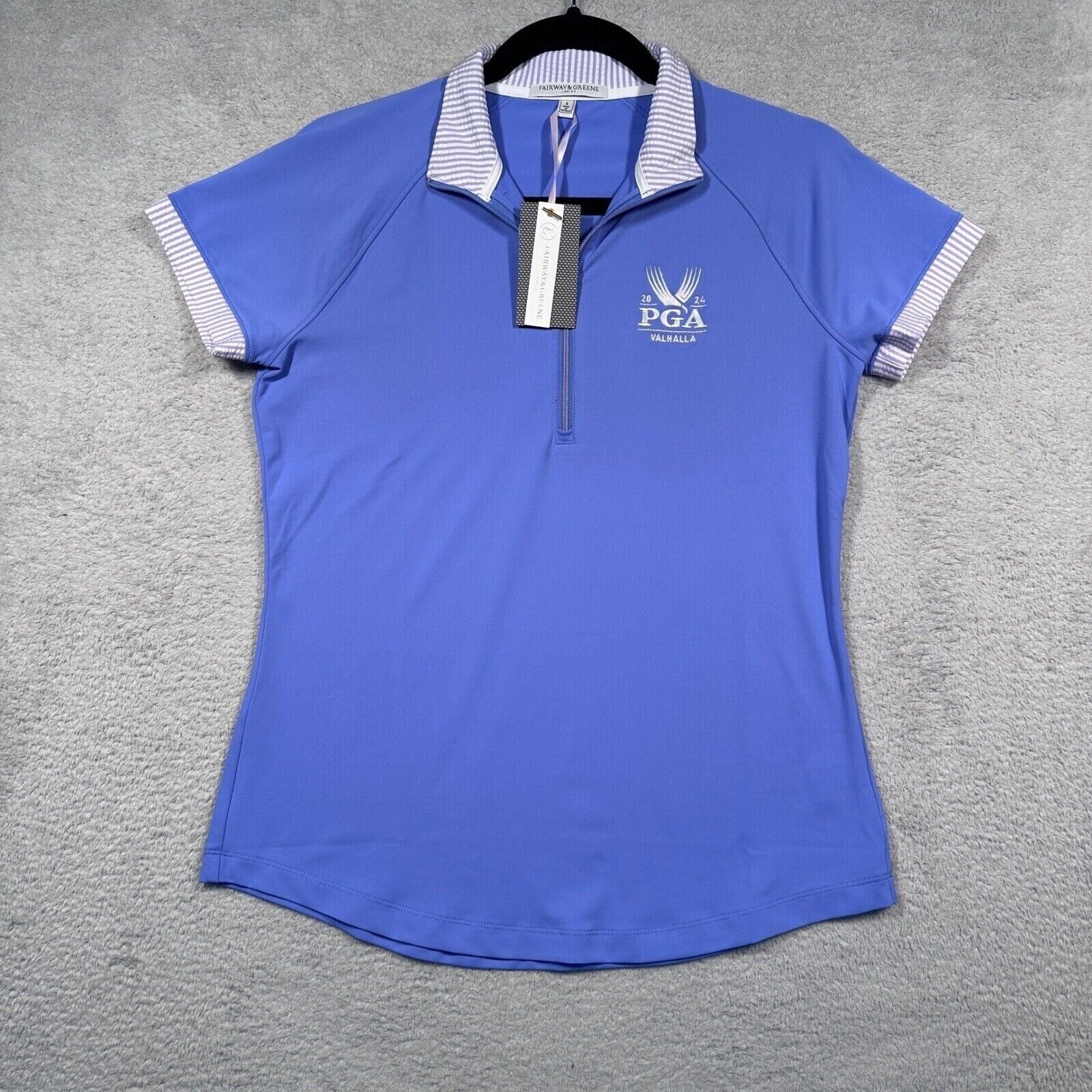 NWT Fairway & Greene Claudia Zip Mock Golf Polo 2024 PGA Valhalla Blue Women S