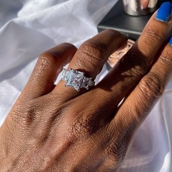 18 K White Gold Filled Simulated Diamond Ring