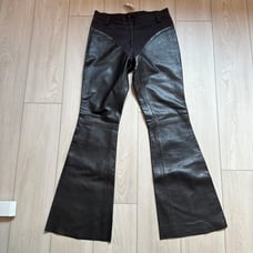 NWT vintage deadstock Geil brown leather combo Western flare pants 6