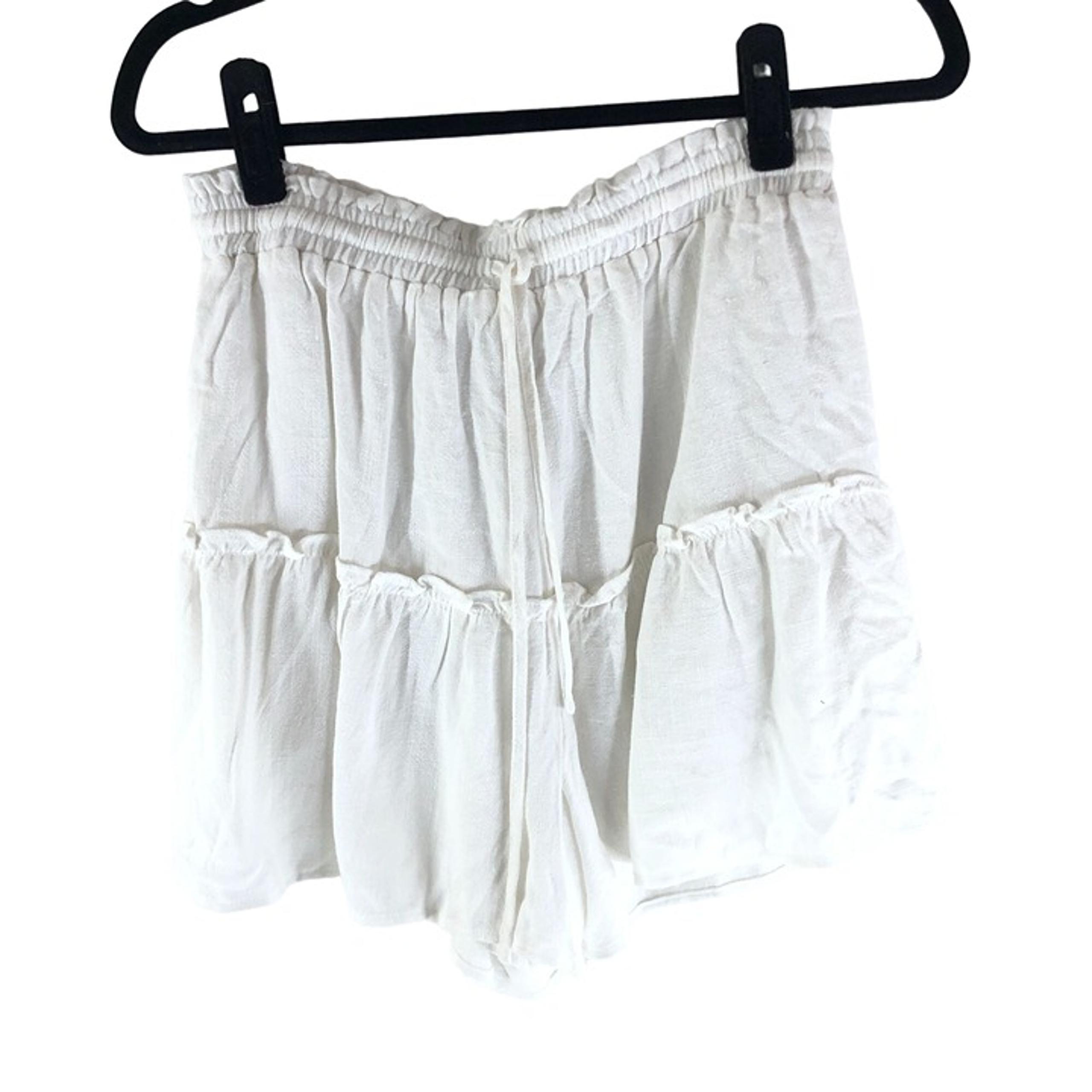 Princess Polly Womens Shorts Flowy Ruffle Pull On Drawstring White 8