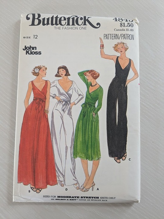 Uncut 12/34 1970s Vintage Sewing Pattern Butterick 4845 John Kloss Jumpsuit