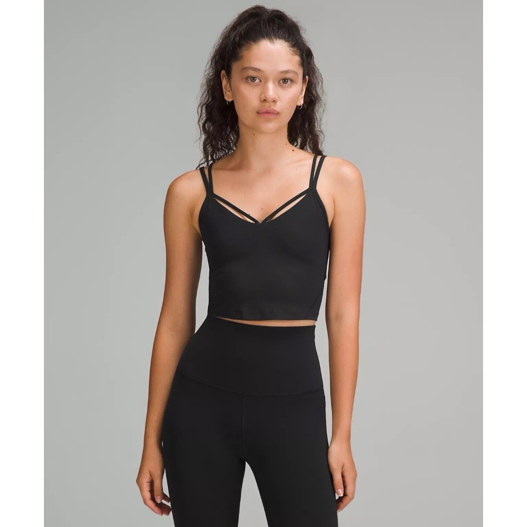 Lululemon 2 Align Strappy Ribbed Tank Top Black Light Support A/B Cup NWT