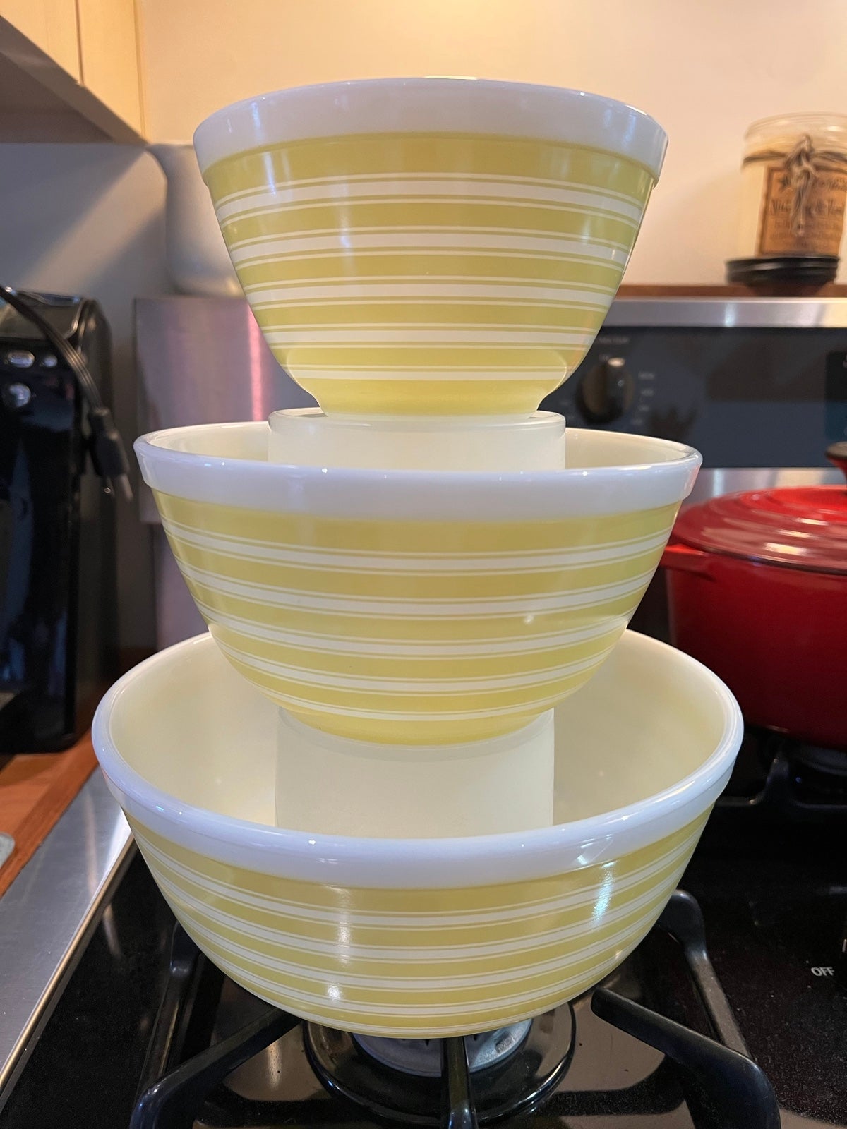 Vintage Pyrex Yellow Stripe Bowls