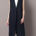 DRESSTERIOR Linen Cotton Long Vest Navy