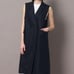DRESSTERIOR Linen Cotton Long Vest Navy