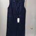 DRESSTERIOR Linen Cotton Long Vest Navy