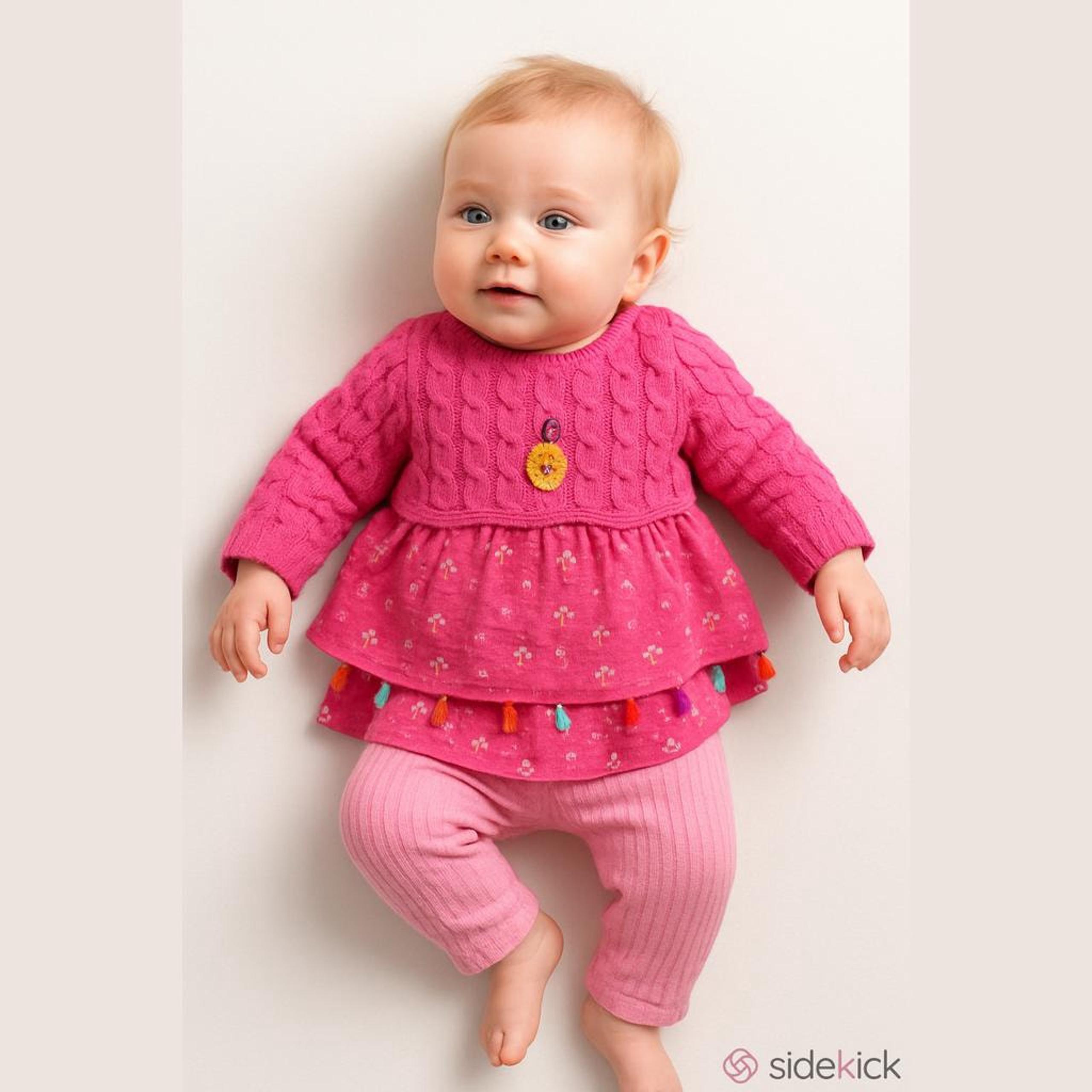 babymini par Catimini Girls Romper Sz 6 Mo 67 Pink Sweater Layered Look NEW