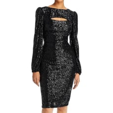 Sale! 298 Aqua Elegance Sequined Cut-Out Midi Dress Size 0