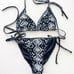 Agua Bendita Black Tribal Printed Bikini Two Piece Set size XS