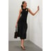 SANDRO Black Sleeveless Cutout Neckline Olane Midi Ruffled Skirt Dress Size 4
