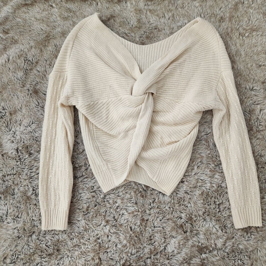 Main Strip Long Sleeve Knit Reversible Twist Sweater Size Medium