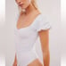 Free People Intimately Bella Bodysuit Puff-Sleeves White Sweetheart