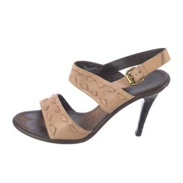 bottega veneta Authentic Intrecciato Tan Beige Brown Leather High Heel Sandals 9