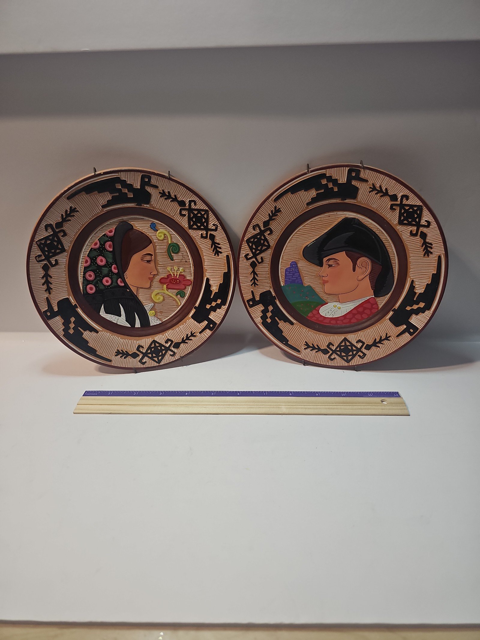 Italy Wall Folk Art Decorative Plates Pottery Terra Cotta 8”