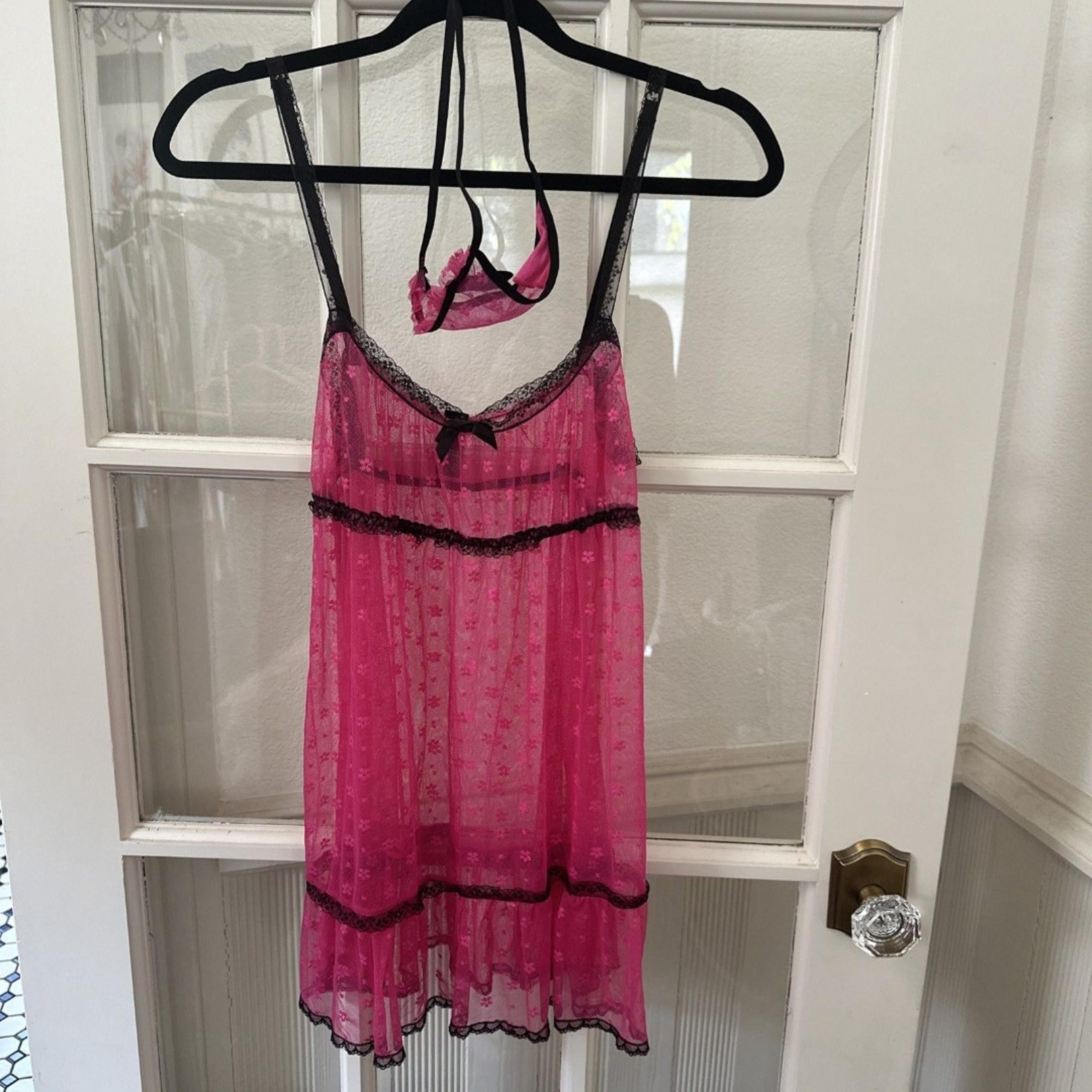 Lace Babydoll Nightie & Thong Set Vintage 90s Women's Small Rene Rofe NWOT