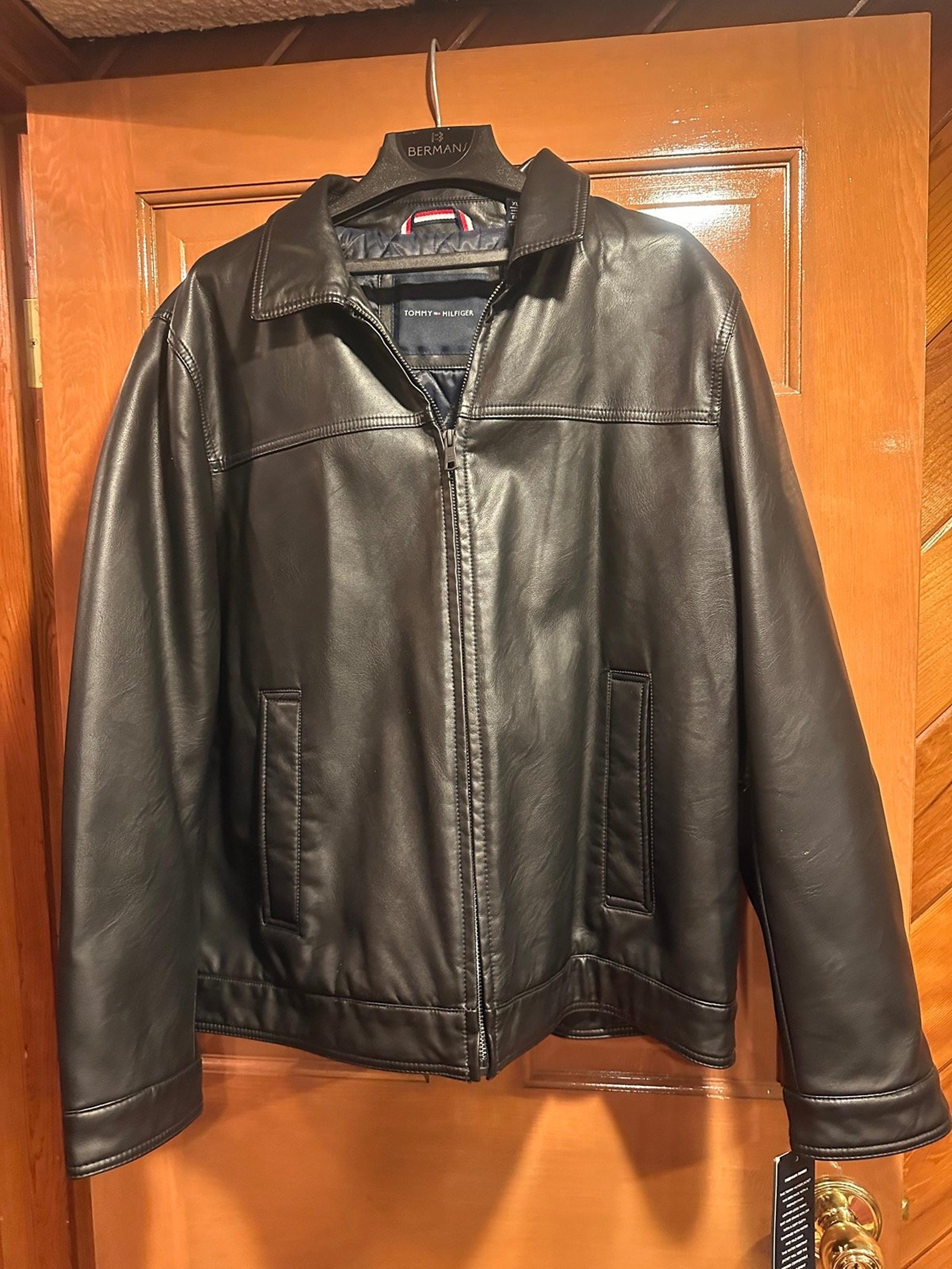 Tommy Hilfiger Mens Faux Leather Jacket