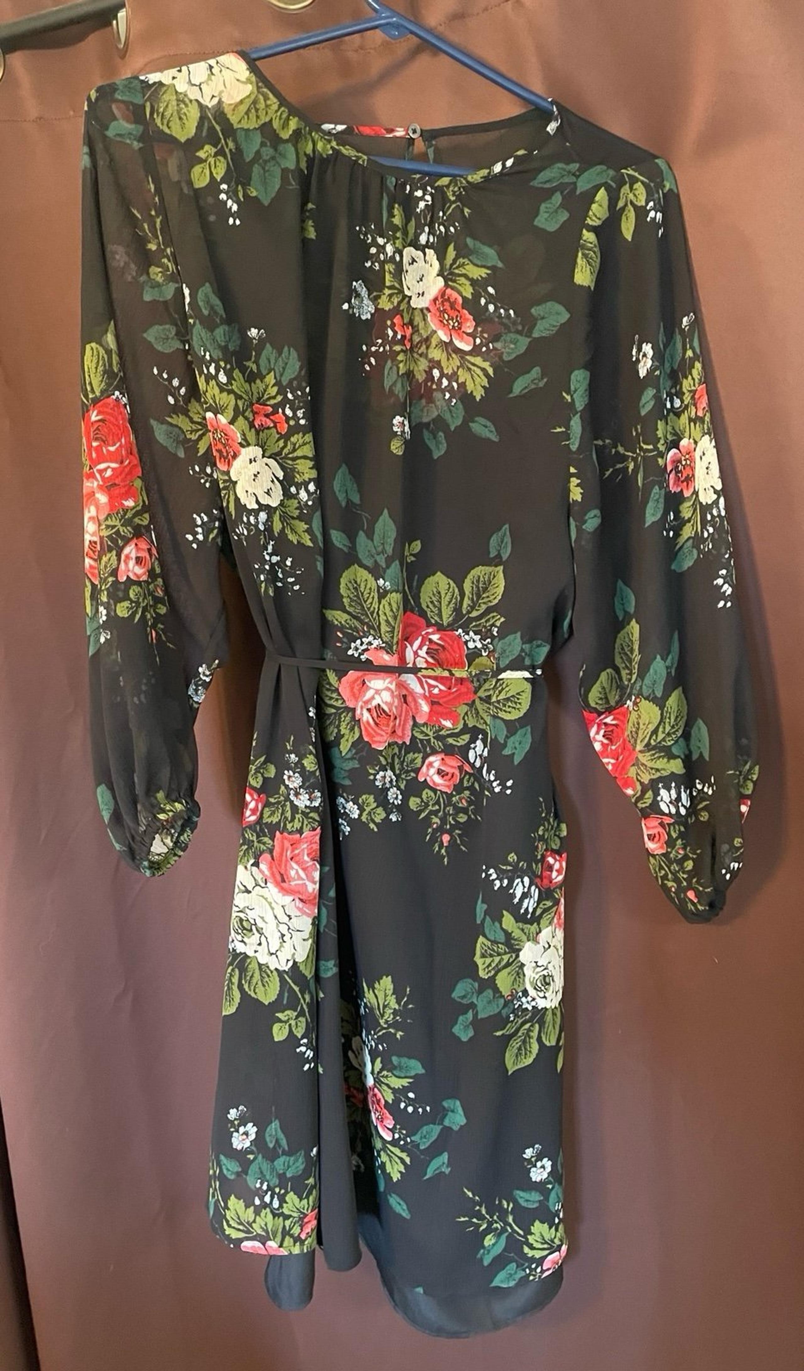 Loft Petite Black and Floral Dress