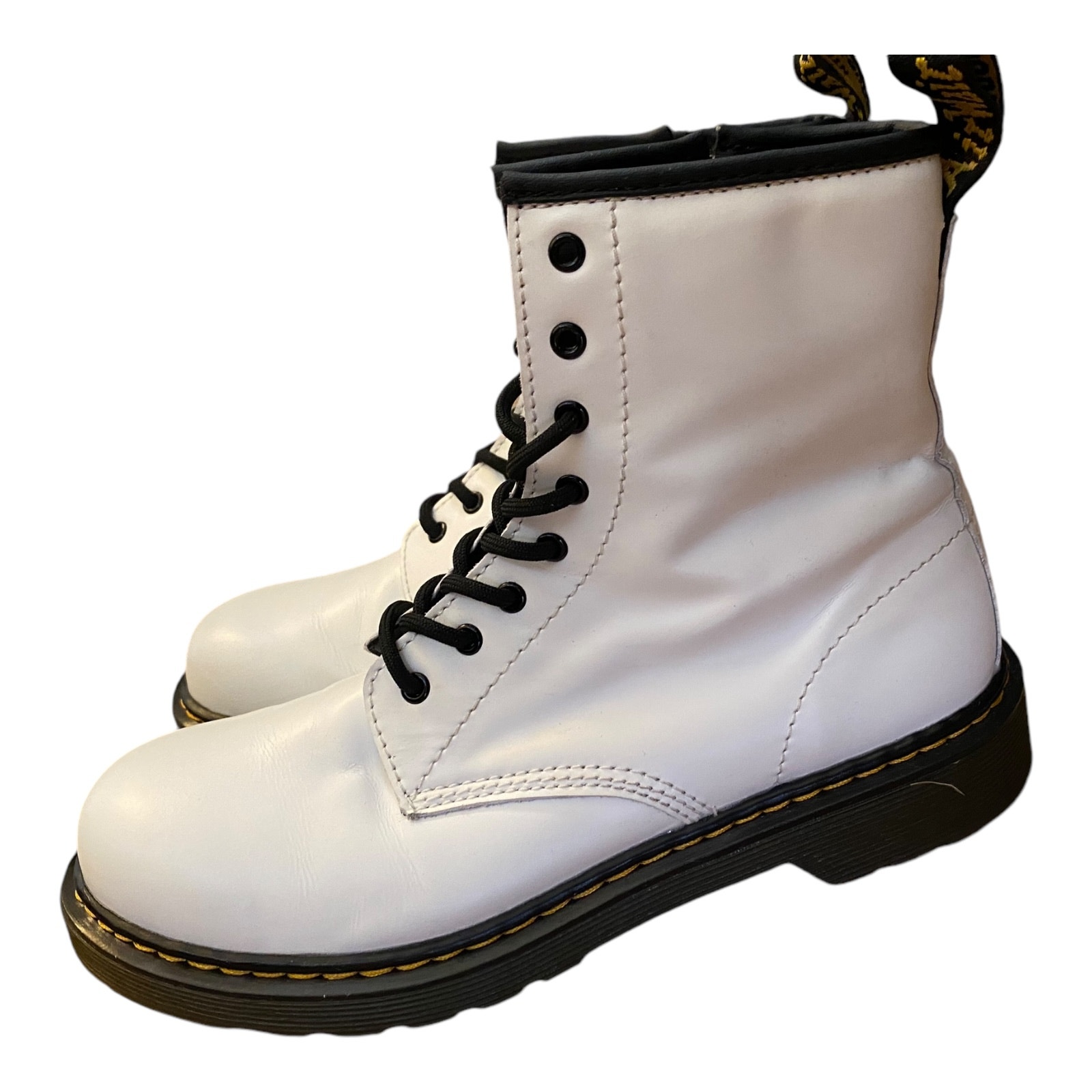 Dr. Martens Air Wair Women's Combat Leather Boots Size 6 White Casual Lace Up