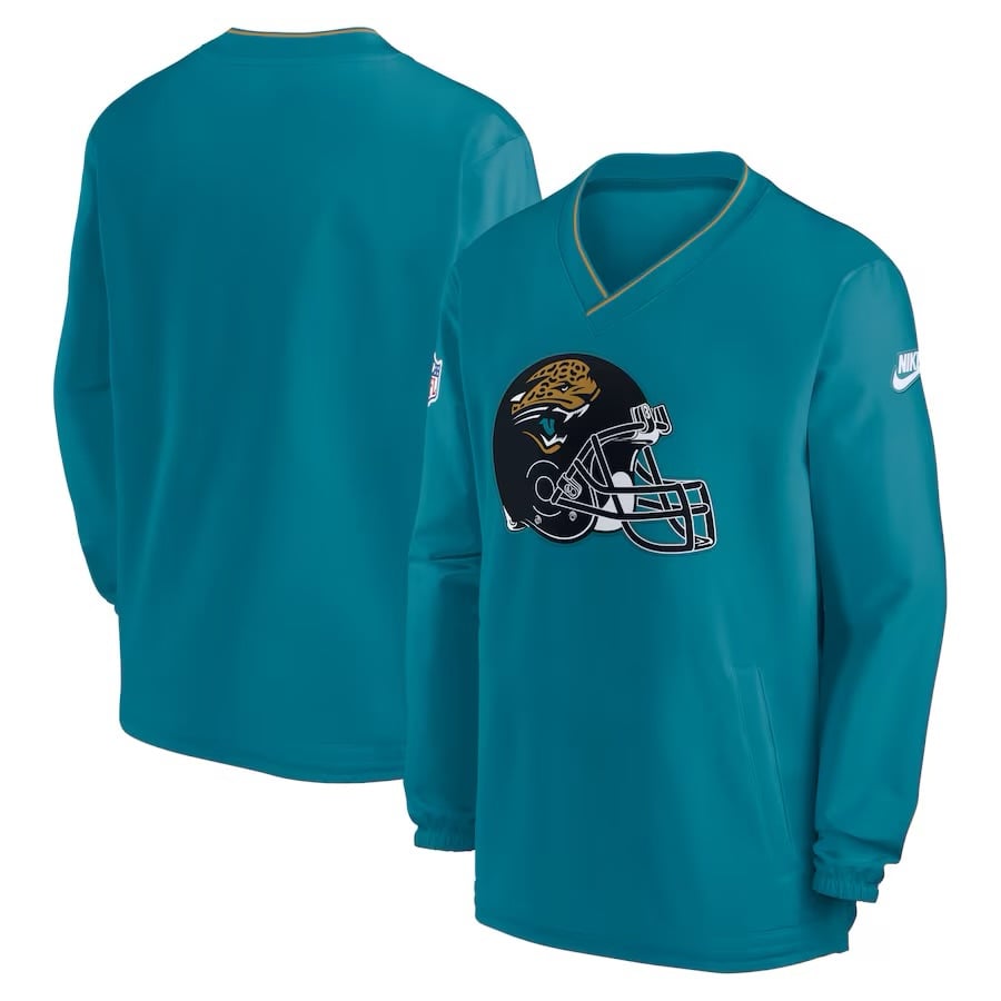 Men's Jacksonville Jaguars Nike Teal 2024 Sideline Throwback Long-Sleeve SMALL