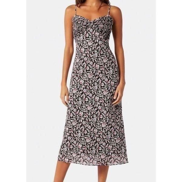 Joie Midi | Womens Dauphine Midi Cotton Dress Caviar Multi Black NWT Size 8