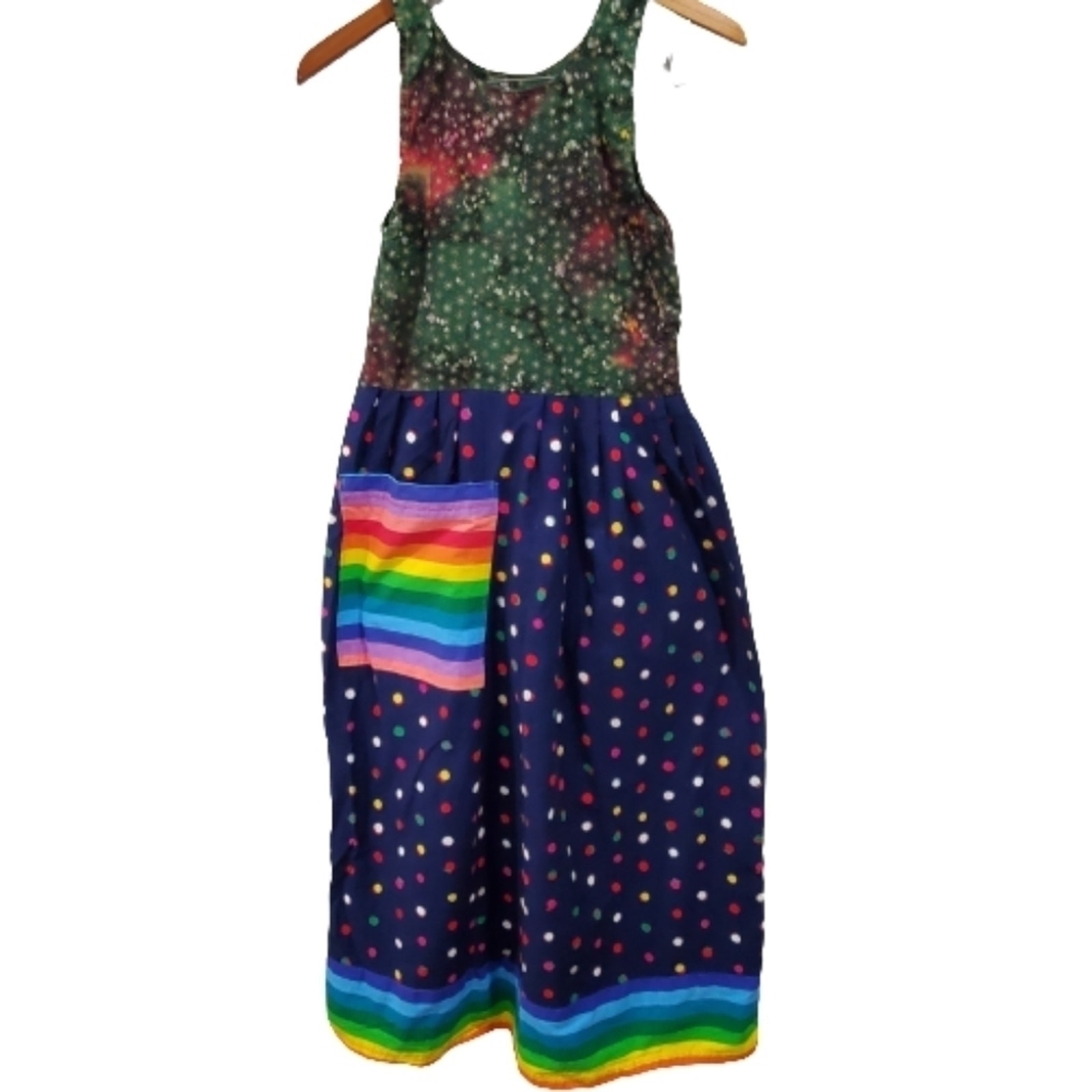 Handmaid Rainbow Dress Womens Size Small Multicolor Galaxy Midi Boho Whimysgoth