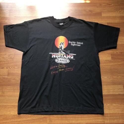 Vintage Single Stitch Mustang Ranch Quality Control Supervisor T Shirt 1984 XL