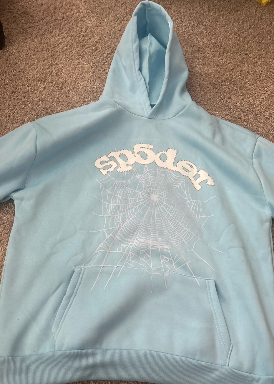 Sp5der hoodie sky blue