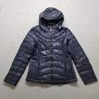 Andrew Marc Puffer Jacket Womens Medium Blue Pockets Full Zip Hooded Down