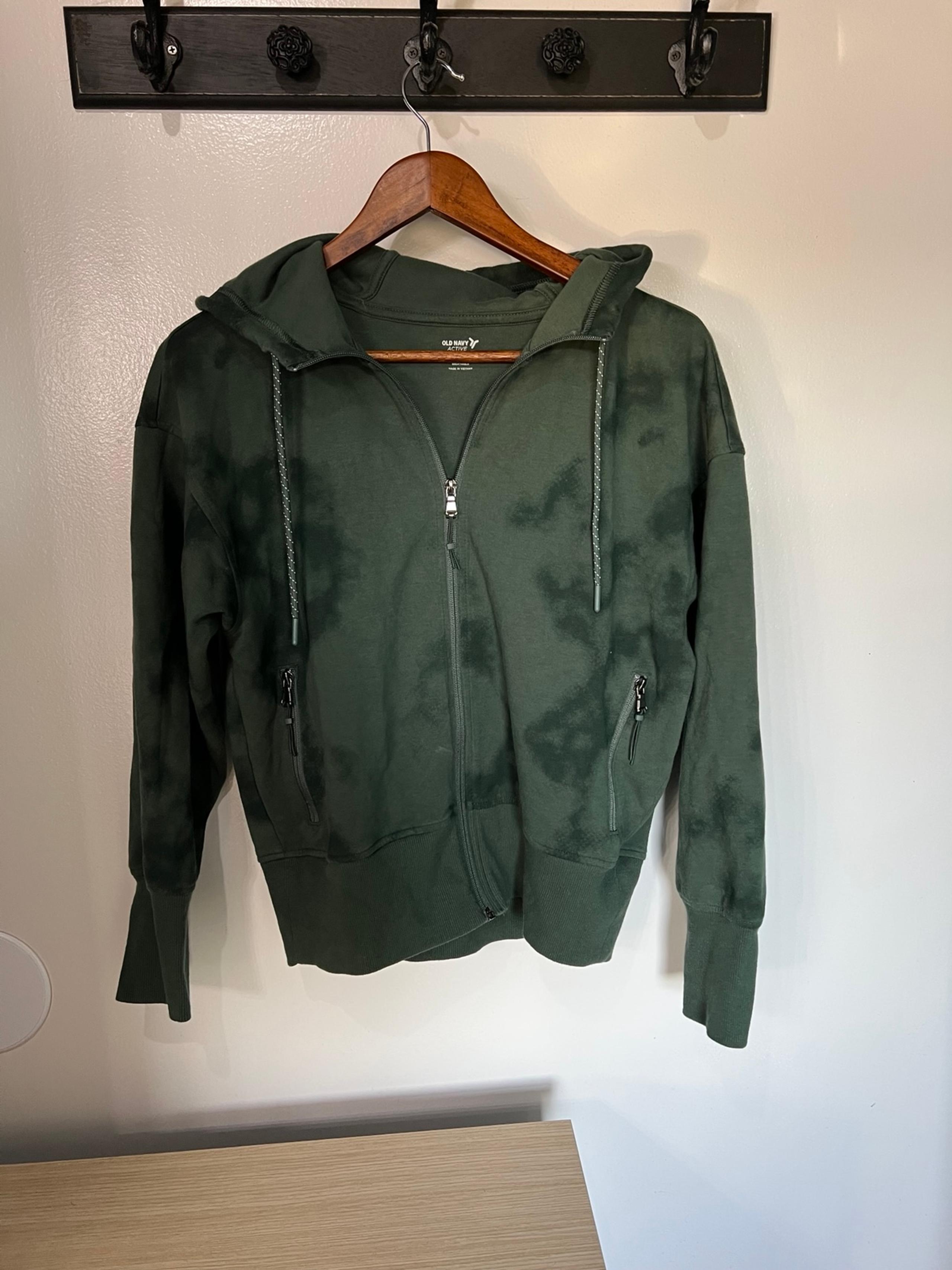 Active my old navy dynamic fleece Green Tie-Dye Zip-Up Hoodie space dye small