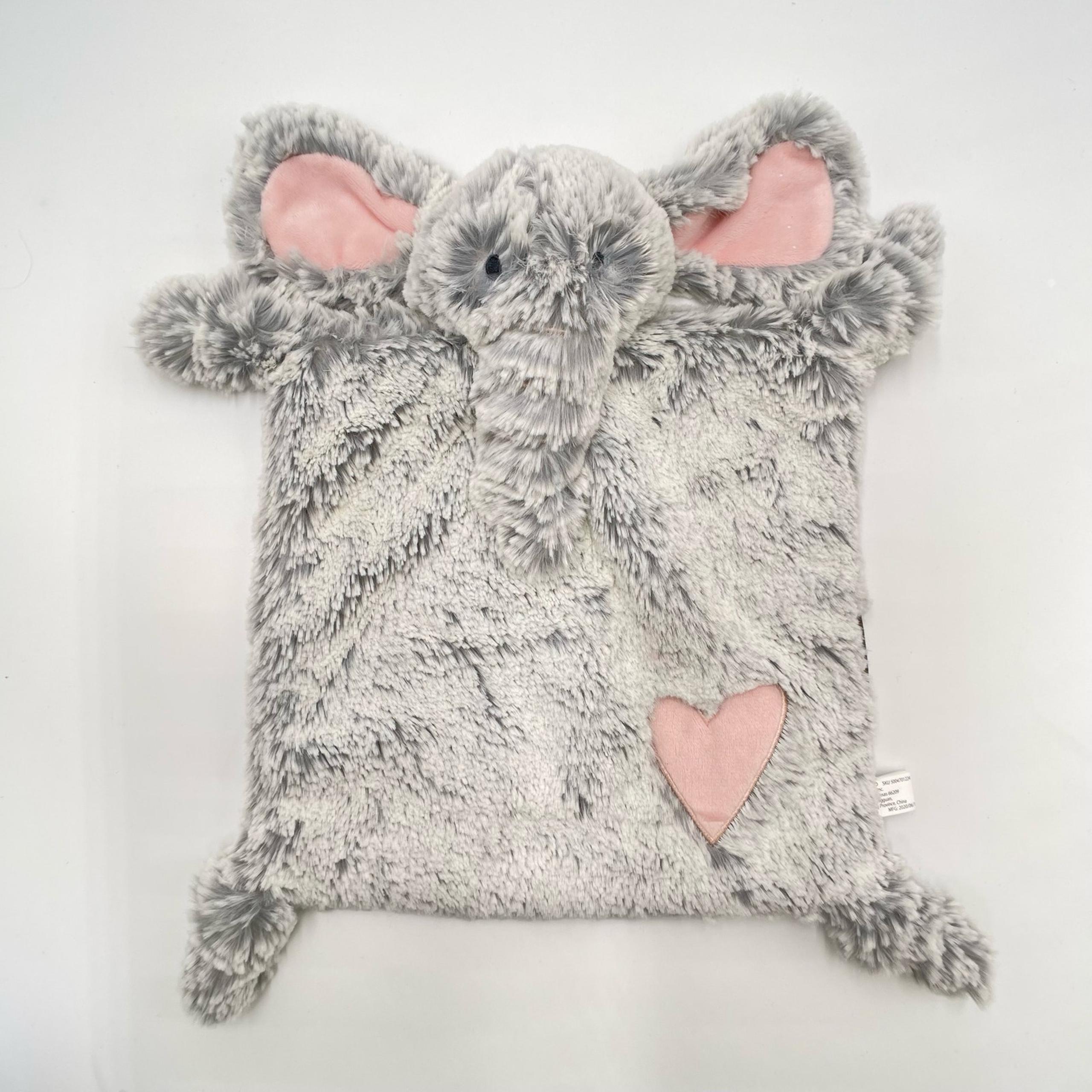 Elephant Soft Gray Pink Lovey Luxurious Plush Security Blanket - Demdaco