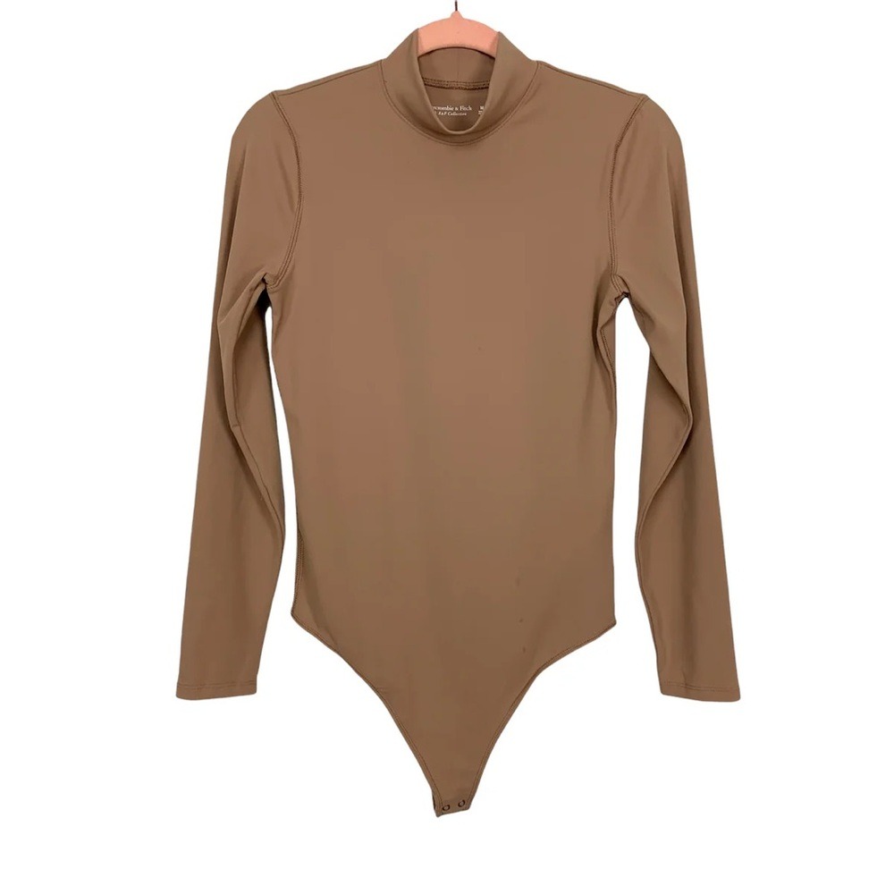 Abercrombie and Fitch Tan Soft A&F Long Sleeve Bodysuit EUC Size XL